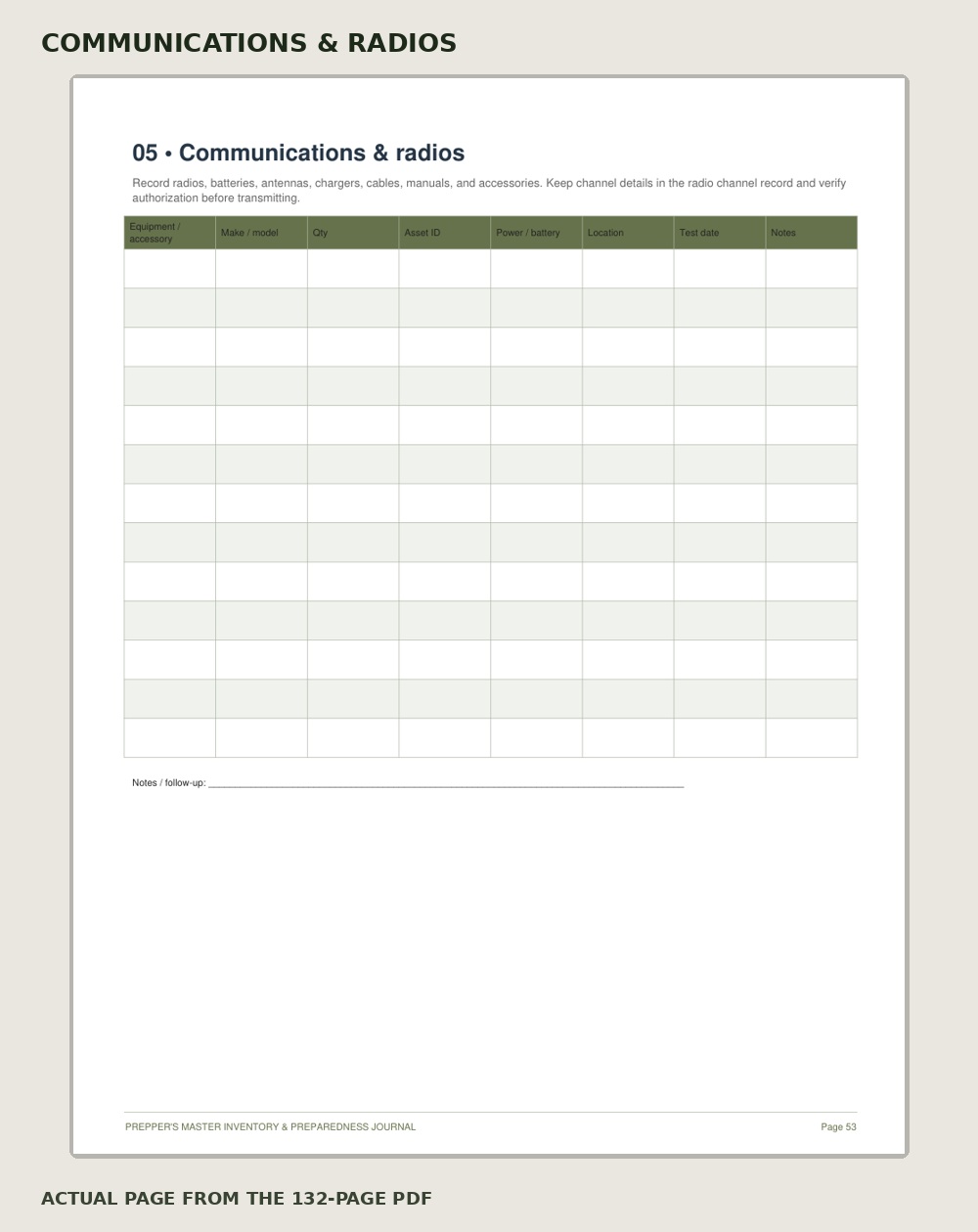 Actual communications and radios worksheet preview
